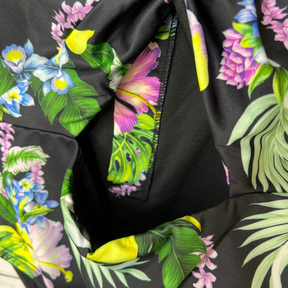 Hurley Bath Suit Womens Size Large Colorful Floral One Piece Cut Out Twist Front - Picture 13 of 16
